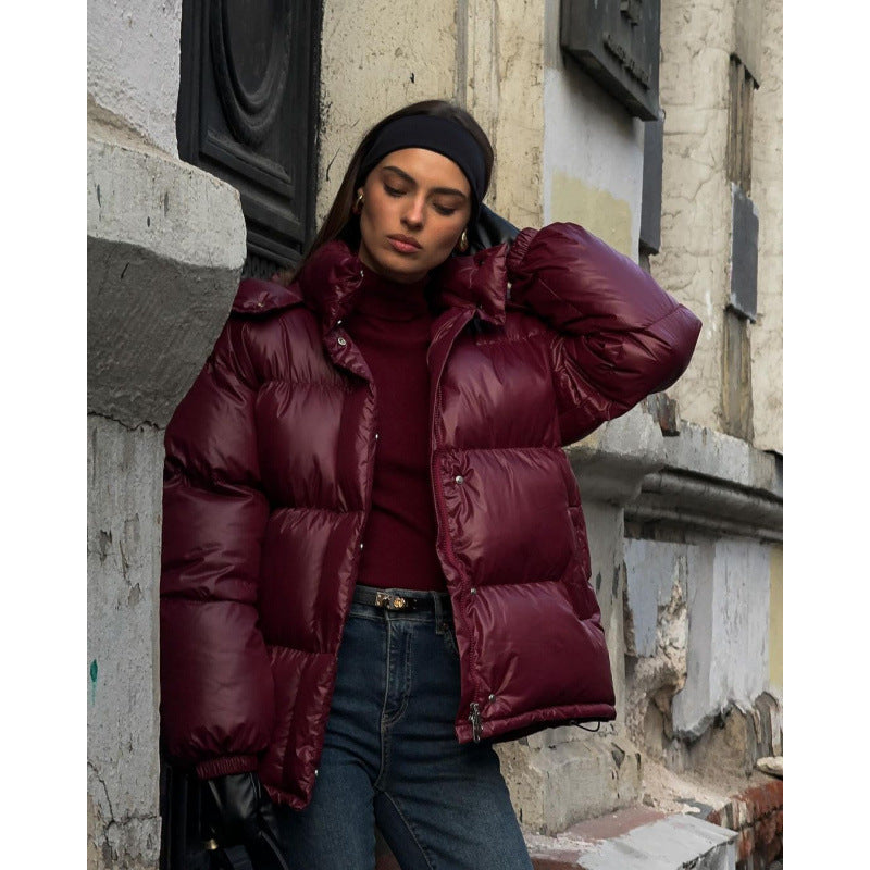 Damen Steppjacke mit glänzender Oberflächenstruktur Heidi-Mode