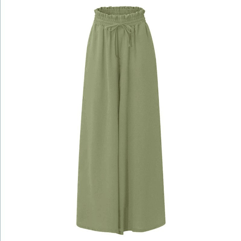 Damen luftige Palazzo-Hose mit elastischem Bund und Seitentaschen Heidi-Mode