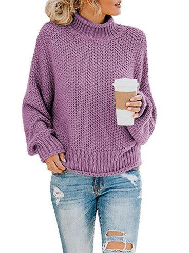 Damen Grobstrickpullover mit Rollkragen und lässigem Schnitt Heidi-Mode