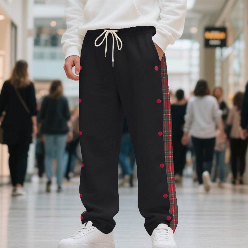 Herren Jogginghose mit seitlichen Knöpfen und pattern akzenten Heidi-Mode