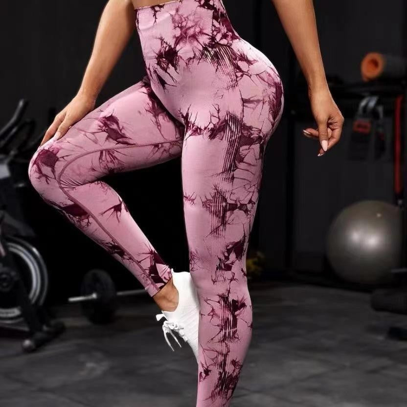 Damen Sportleggings im trendigen Grafikdesign mit hohem Bund und atmungsaktiven Materialien Heidi-Mode