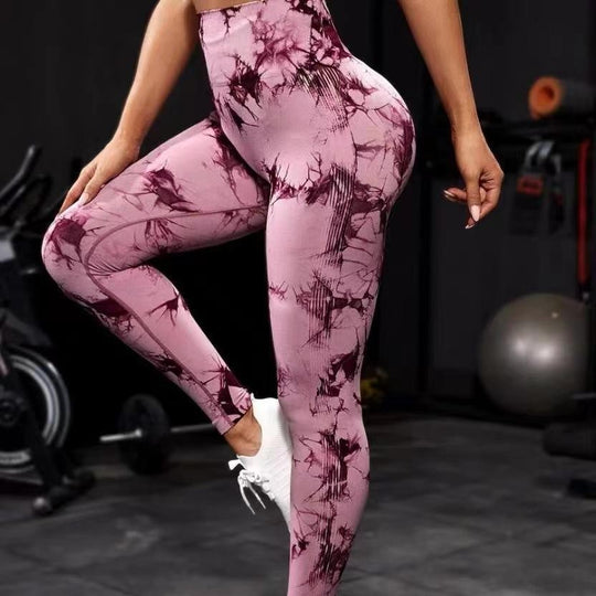 Damen Sportleggings im trendigen Grafikdesign mit hohem Bund und atmungsaktiven Materialien Heidi-Mode