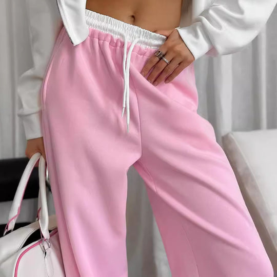 Damen High-Waist Jogginghose mit elastischem Bund und seitlichen Taschen Heidi-Mode