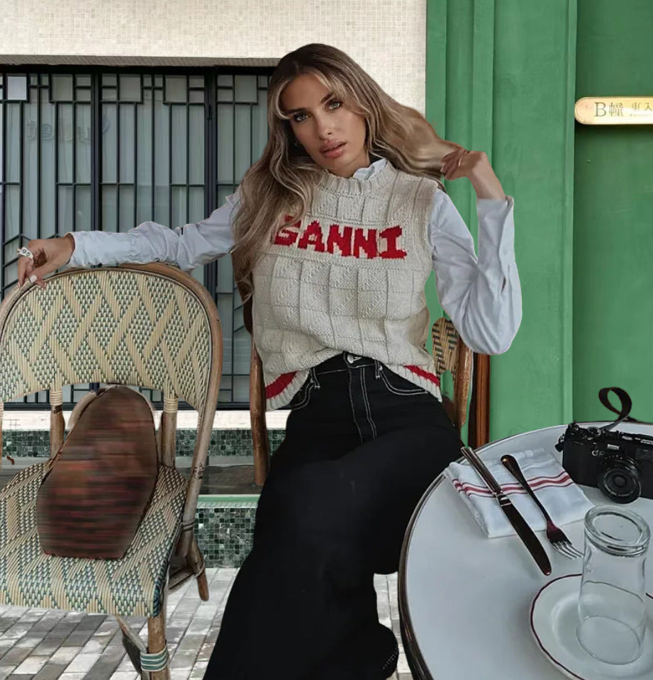 Damen Sportliche Strickweste mit modernem Karomuster Heidi-Mode