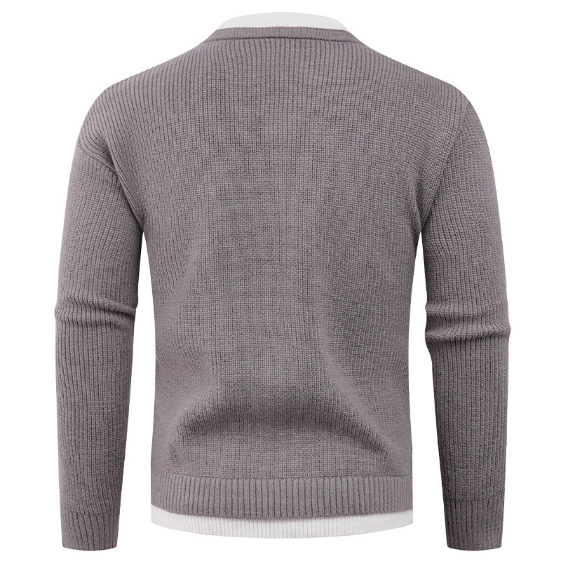 Herren Strickpullover mit V-Ausschnitt und modernem Rippenmuster Heidi-Mode