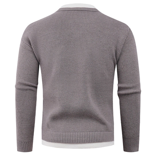 Herren Strickpullover mit V-Ausschnitt und modernem Rippenmuster Heidi-Mode