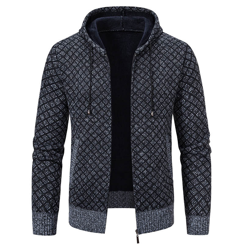 Herren stylische Jacke mit modernem Wabenmuster und Kapuze Heidi-Mode