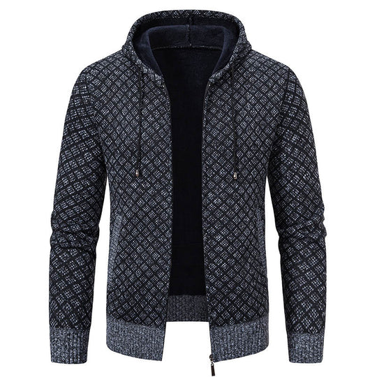 Herren stylische Jacke mit modernem Wabenmuster und Kapuze Heidi-Mode