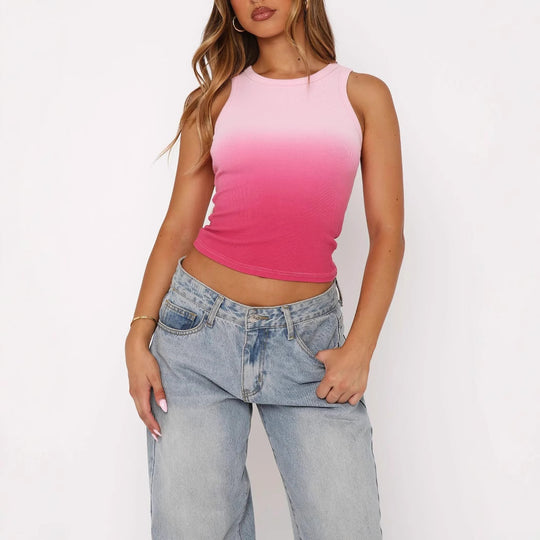 Damen ärmelloses Ripptop mit Farbverlauf Heidi-Mode