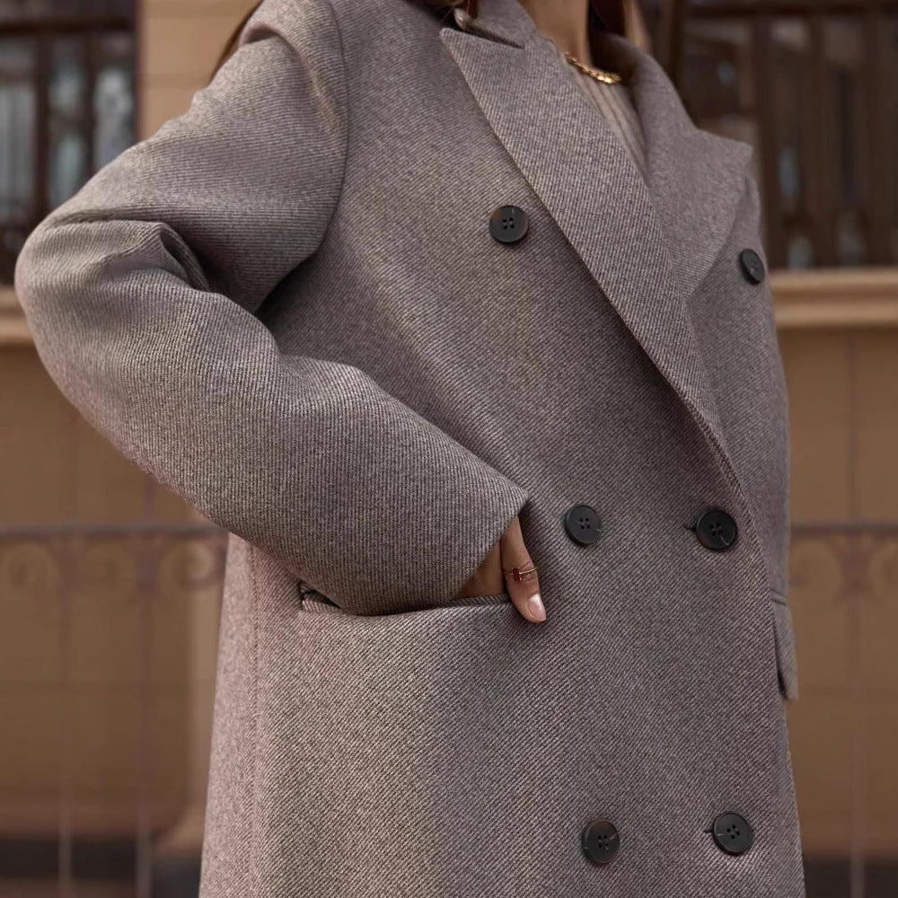 Damen Eleganter Doppelreiher-Mantel mit strukturierten Details Heidi-Mode