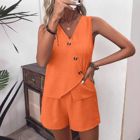 Damen eleganter Jumpsuit mit raffiniertem Wickeldesign Heidi-Mode