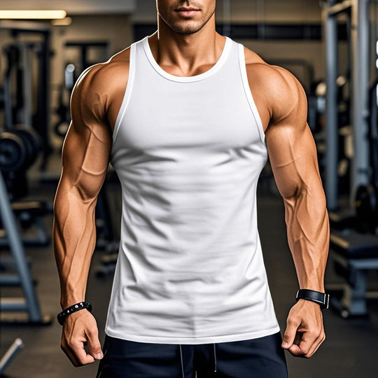 Herren atmungsaktives Fitness Tanktop mit Racerback-Schnitt Heidi-Mode