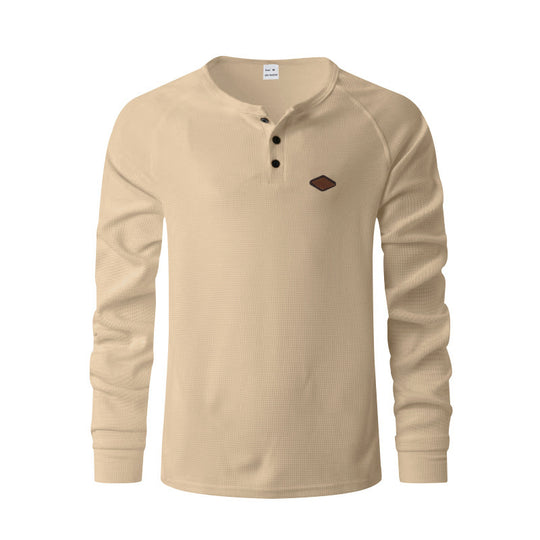 Herren Langarmshirt mit Knopfleiste und Struktur Heidi-Mode