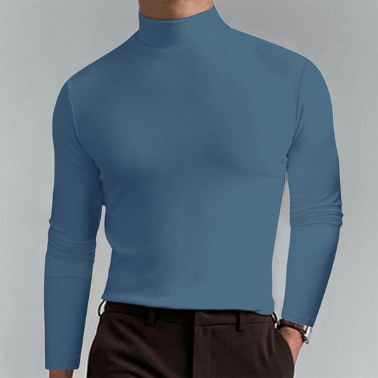 Herren Elegantes Langarm-T-Shirt mit hohem Kragen Heidi-Mode