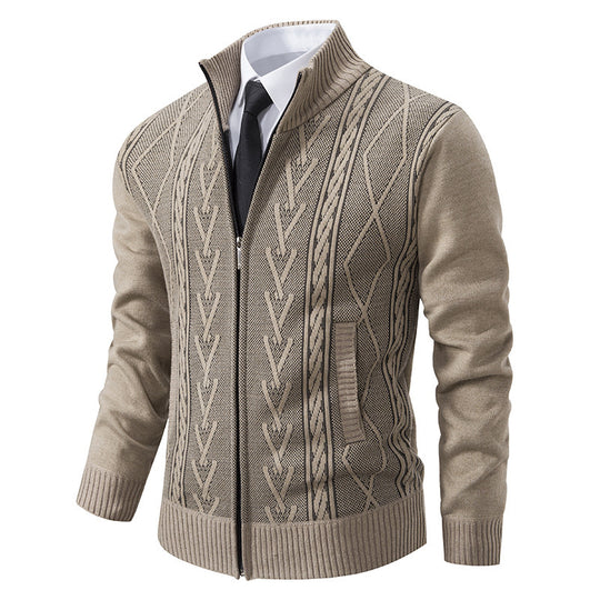 Herren Strickjacke mit Zopfmuster und durchgehendem Reißverschluss Heidi-Mode