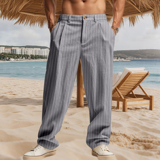 Herren Elegante Freizeithose mit feinem Streifenmuster und komfortablem Schnitt Heidi-Mode