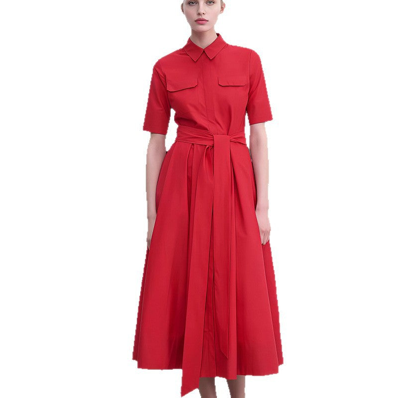 Damen Hemdkleid mit tailliertem Gürtel und klassischen Details Heidi-Mode