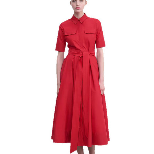 Damen Hemdkleid mit tailliertem Gürtel und klassischen Details Heidi-Mode