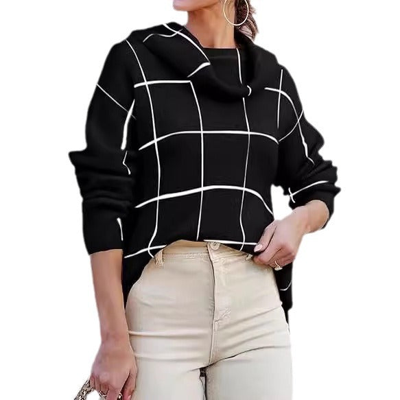 Damen Kariertes Hoodie mit Taschen und lässigem Schnitt Heidi-Mode