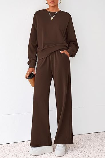 Damen Komfortabler Sweatsuit mit weitem Bein und lässigem Schnitt Heidi-Mode