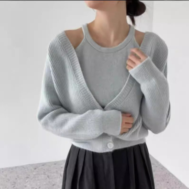 Damen Strickjacke mit offenem Schnitt und Rippstruktur Heidi-Mode