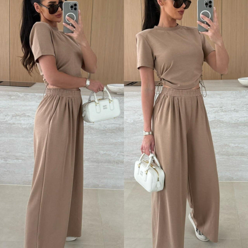 Damen Cropped Drawstring Lounge Set Heidi-Mode