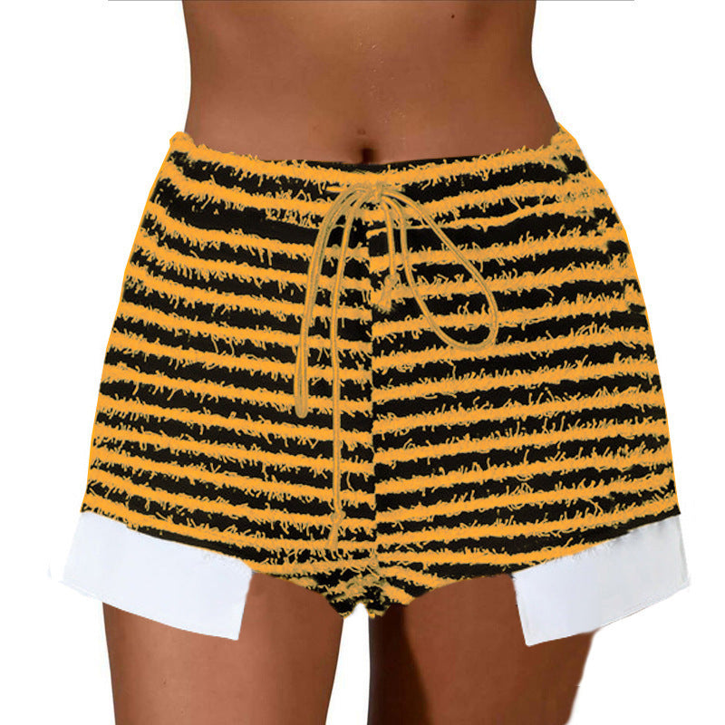 Damen Hochwertige Strandshorts mit festem Bund und modischem Streifenmuster Heidi-Mode