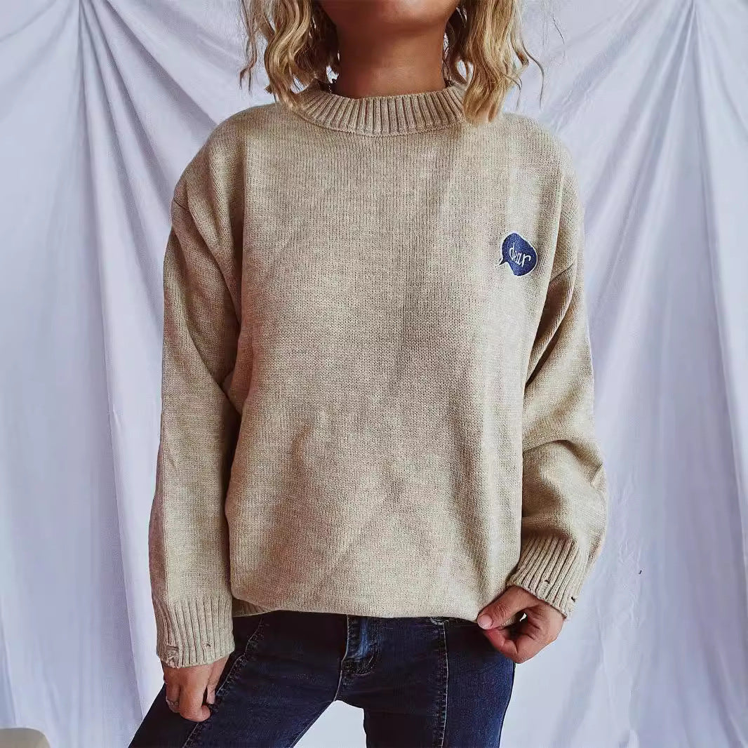 Damen pullover mit bunten Stickmotiven und lässigem Schnitt Heidi-Mode