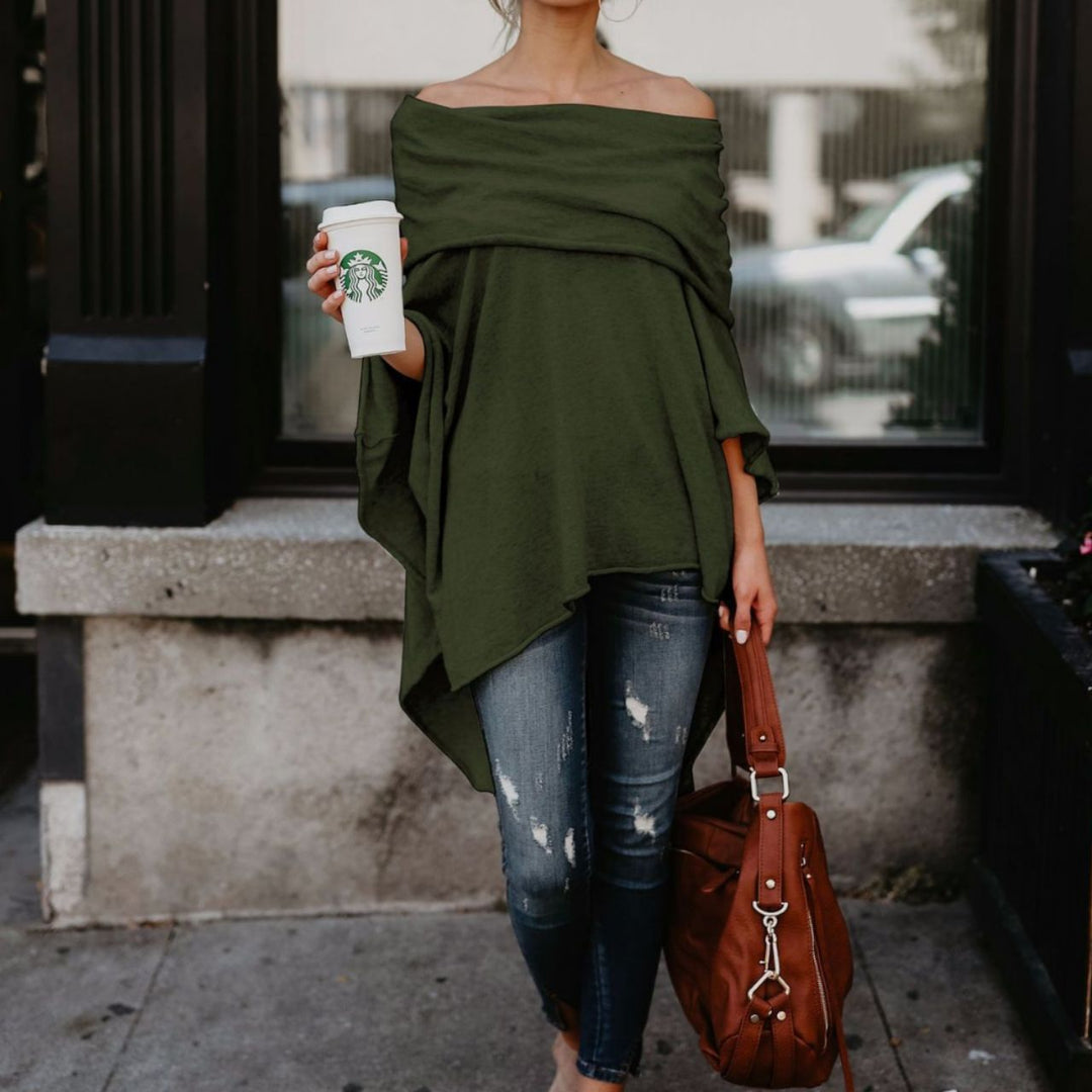 Damen lässiger Poncho mit asymmetrischem Saum Heidi-Mode