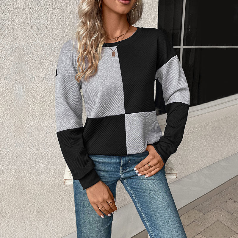 Damen Lässiger Sweatshirt mit modernen geometrischen Mustern Heidi-Mode