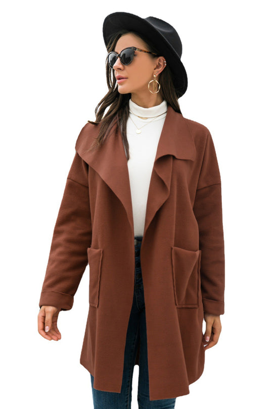 Damen Übergangsjacke mit tiefem Revers und praktischen Taschen Heidi-Mode