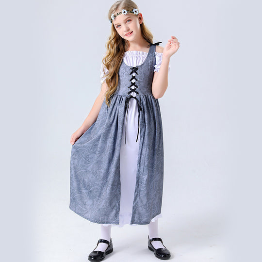 Damen Trachtenkleid mit romantischen Rüschendetails und bezaubernder Schnürung Heidi