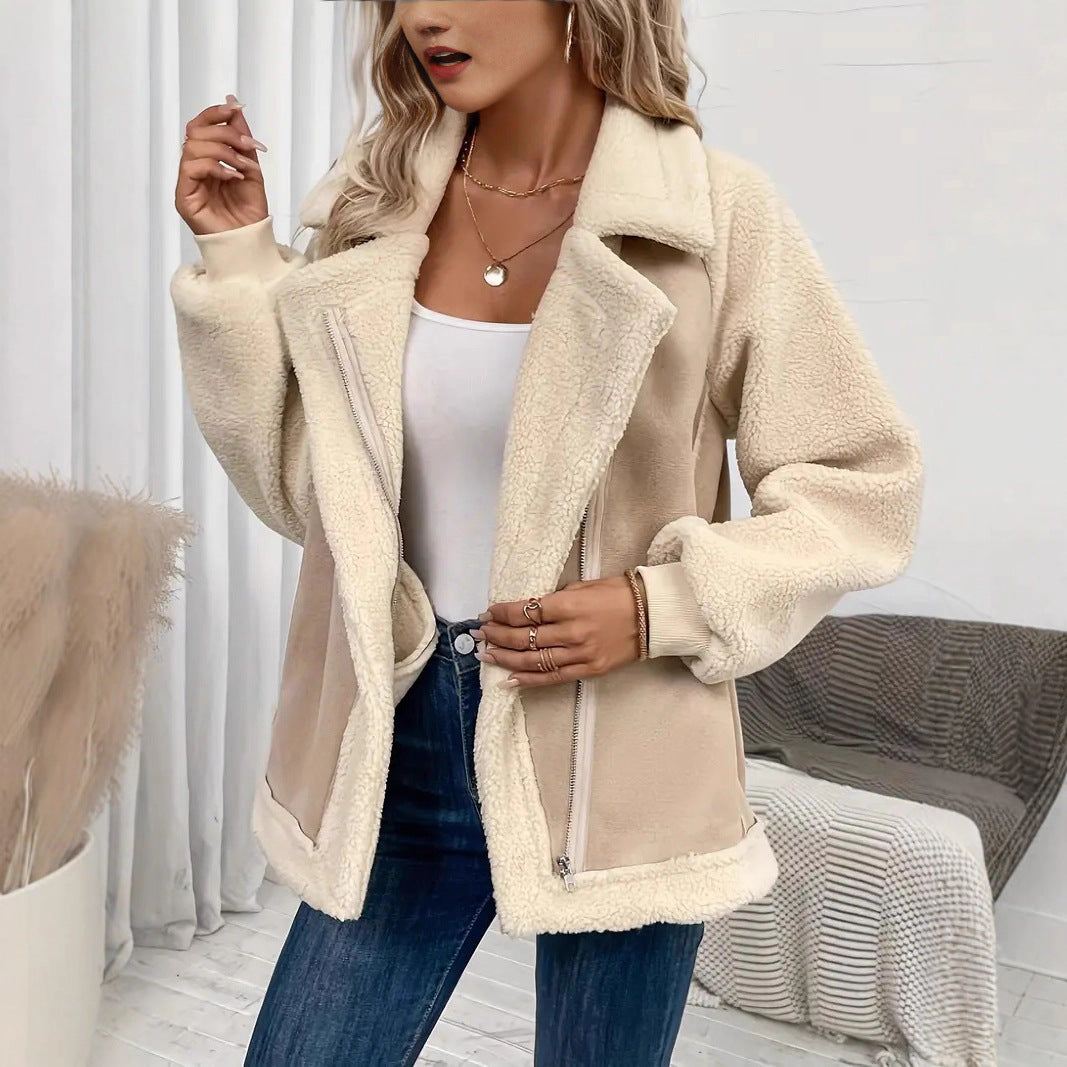 Damen Jacke aus kuscheligem Fleece mit Reißverschluss und oversized Schnitt Heidi-Mode