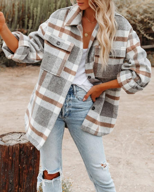 Damen Flanell-Hemdjacke im Karomuster Heidi-Mode