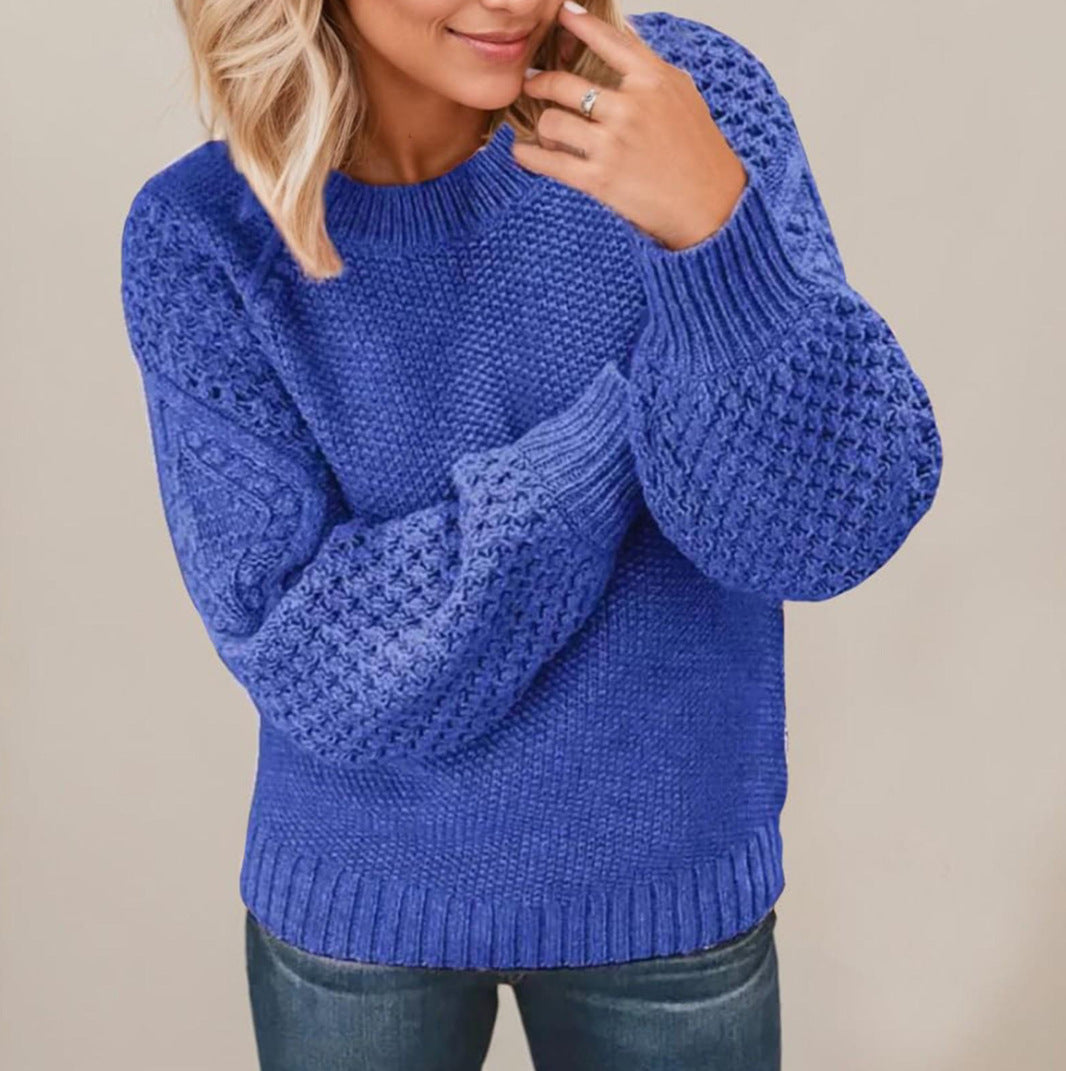 Damen Kuscheliger Strickpullover mit strukturiertem Ärmeldesign Heidi-Mode