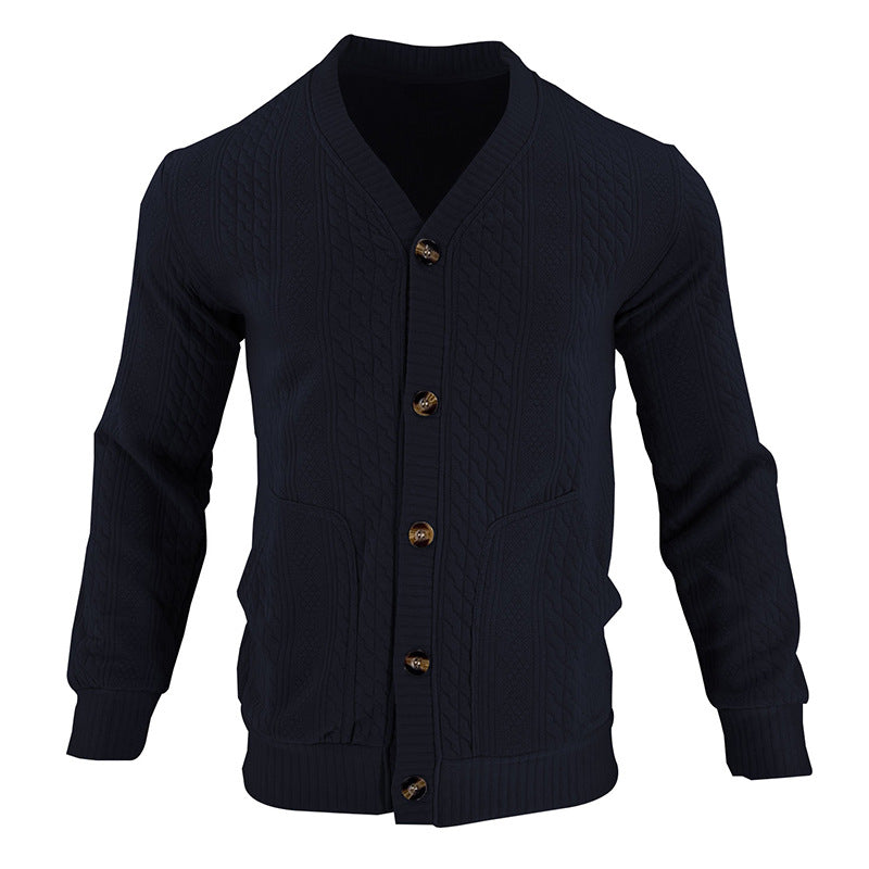 Herren Strickjacke mit hochwertigem Strukturmuster und modernen Knöpfen Heidi-Mode