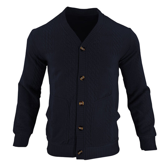 Herren Strickjacke mit hochwertigem Strukturmuster und modernen Knöpfen Heidi-Mode