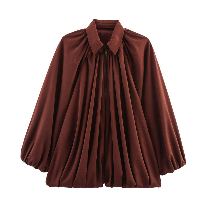 Damen Modische Bluse mit Volants und Reißverschluss Heidi-Mode