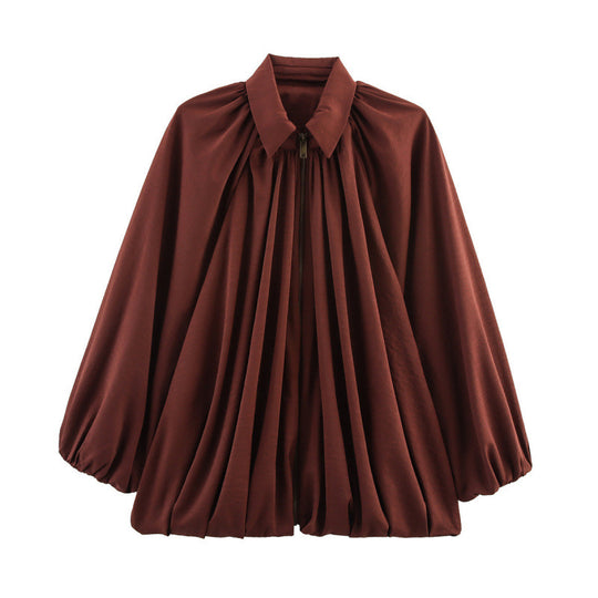 Damen Modische Bluse mit Volants und Reißverschluss Heidi-Mode