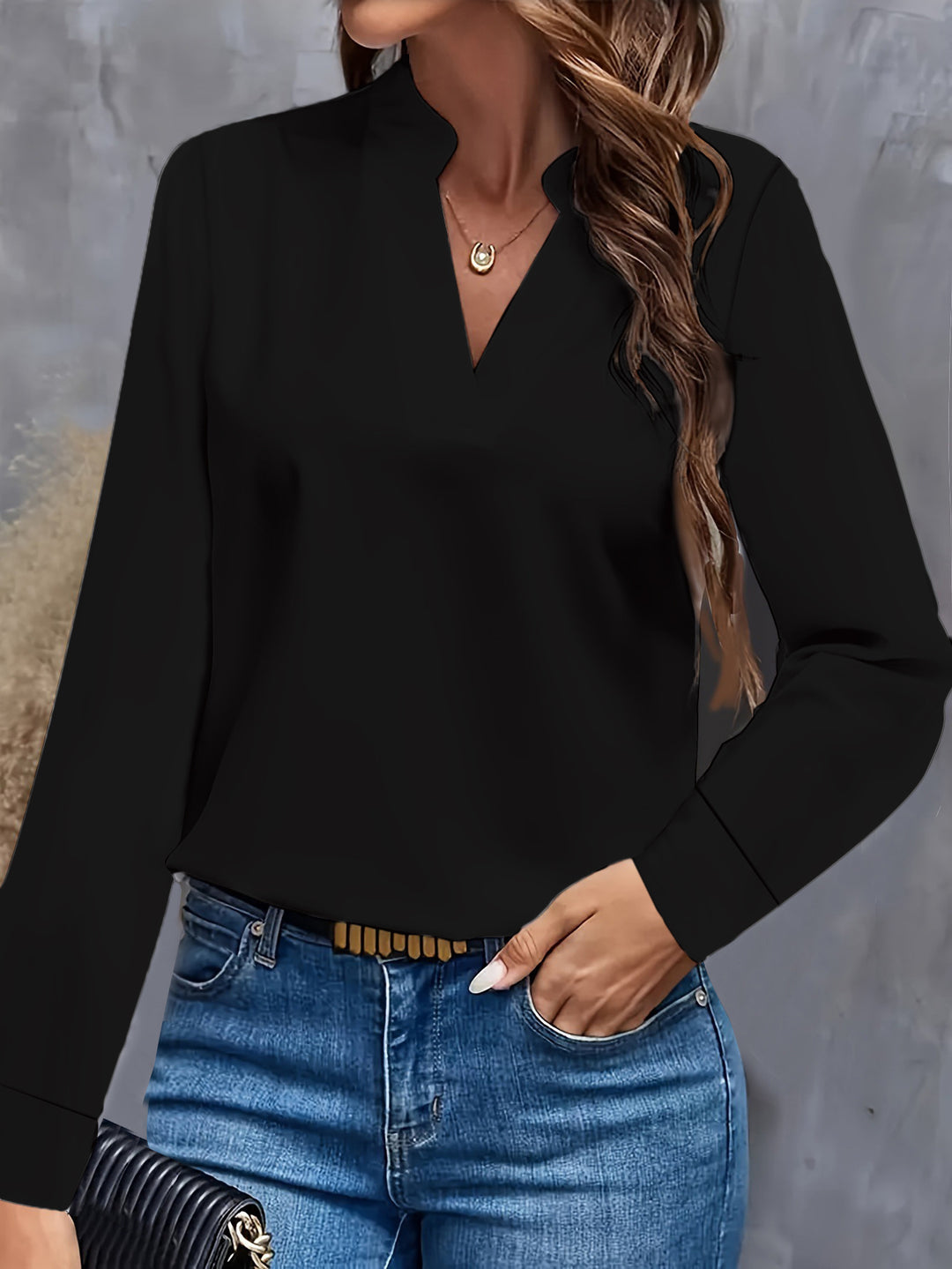 Damen Bluse mit Stehkragen und langen Ärmeln Heidi-Mode