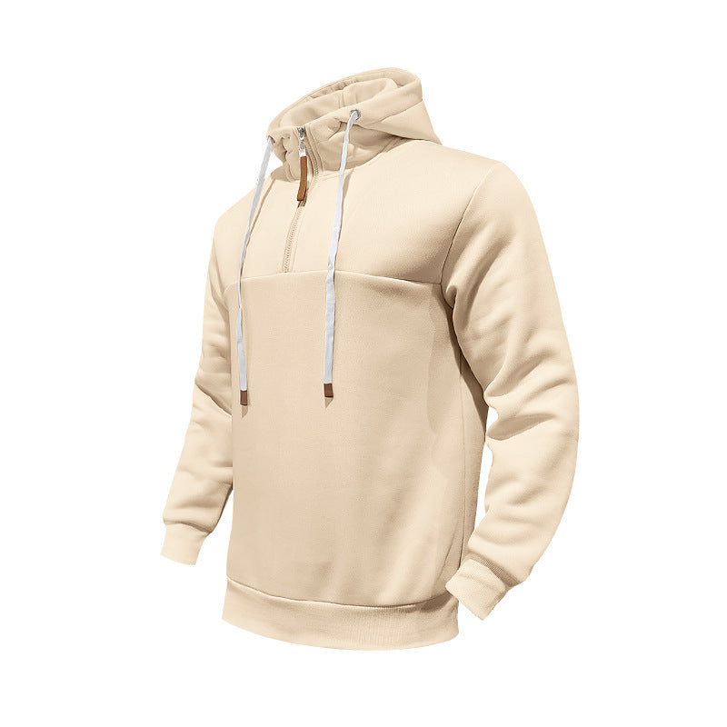 Herren Sportlicher Kapuzenpullover mit halbem Reißverschluss und Kordelzug Heidi-Mode
