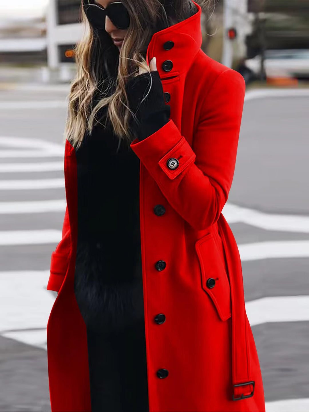 Damen modischer Trenchcoat mit hohem Kragen und eleganten Knopfdetails Heidi-Mode