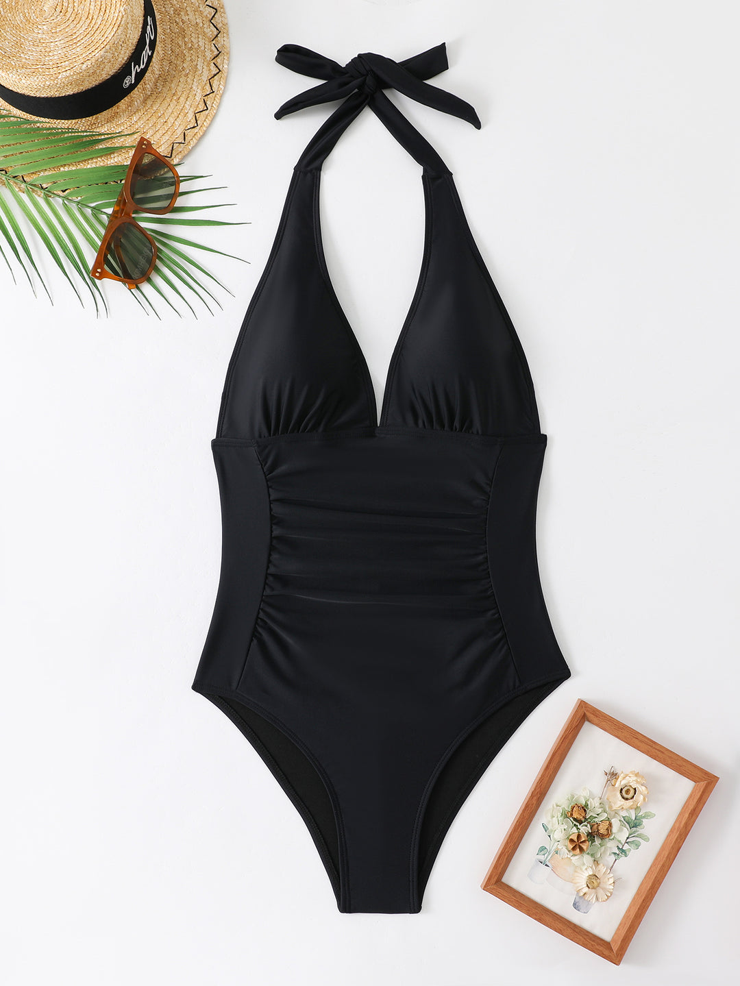 Damen Halterneck Eleganter Einteiler Badeanzug Heidi-Mode