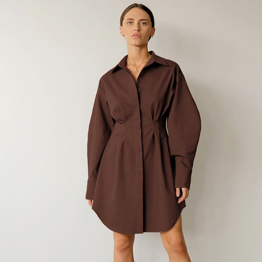 Damen Blusenkleid mit eleganten Puffärmeln und tailliertem Schnitt Heidi-Mode