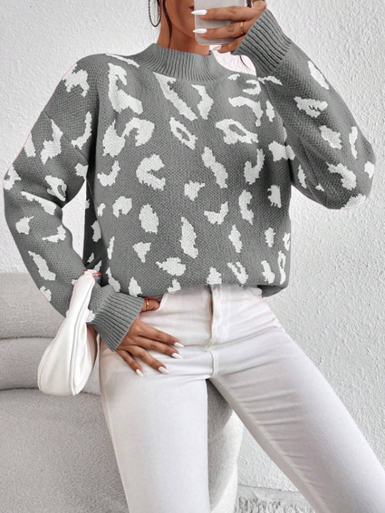 Damen modischer Pullover mit auffälligem Tiermuster und bequemer Passform Heidi-Mode