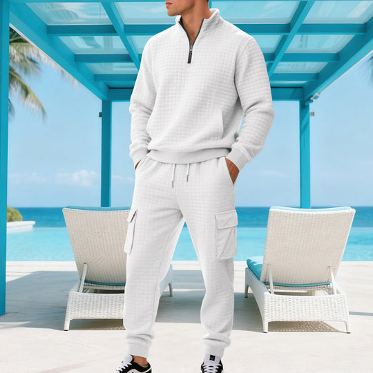 Herren Sweatshirt und Jogginghose Set mit Reißverschluss und praktischen Taschen Heidi-Mode