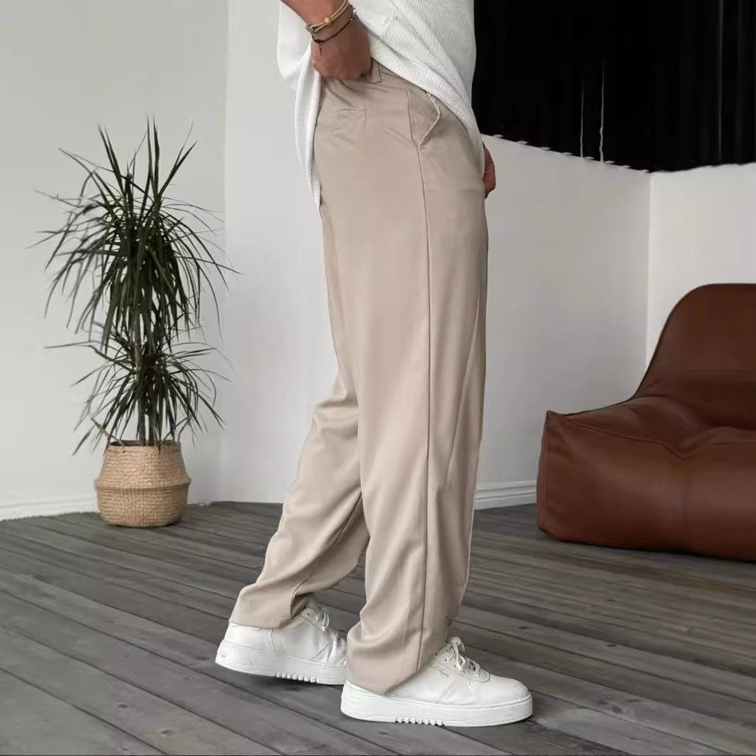Herren elegante und bequeme Chinohose mit Falten Heidi-Mode