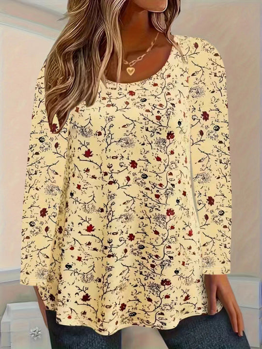 Damen Blusenshirt mit floralen Akzenten und lockerer Passform Heidi-Mode