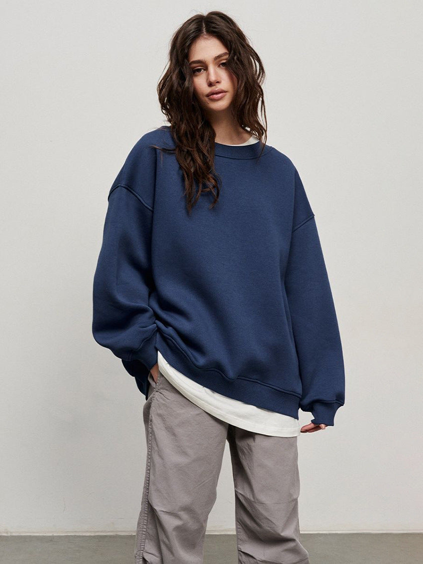 Damen Oversized Sweatshirt im lässigen Stil mit übergroßen Ärmeln und elastischen Bündchen Heidi-Mode