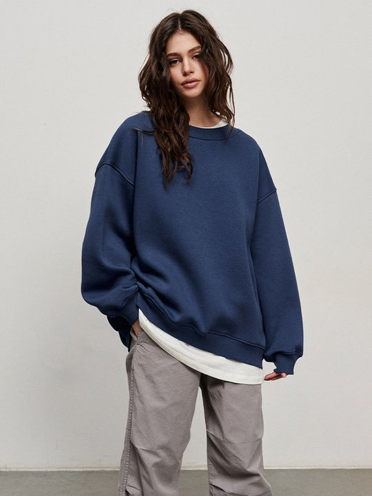 Damen Oversized Sweatshirt im lässigen Stil mit übergroßen Ärmeln und elastischen Bündchen Heidi-Mode